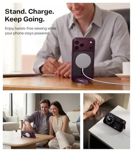 TORRAS Stronger Magnetic & Seamless Stand for iPhone 18 Pro Max Case Purple | Fit for MagSafe, Durable Kickstand, Military-Grade Protection, Impact Cushioning, Camera Control Button, Complements Burgundy - 4