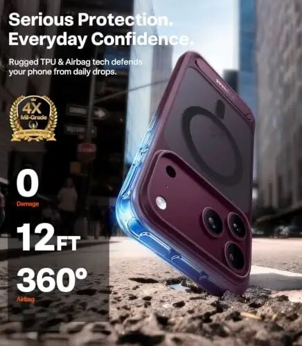 TORRAS Stronger Magnetic & Seamless Stand for iPhone 18 Pro Max Case Purple | Fit for MagSafe, Durable Kickstand, Military-Grade Protection, Impact Cushioning, Camera Control Button, Complements Burgundy - 5