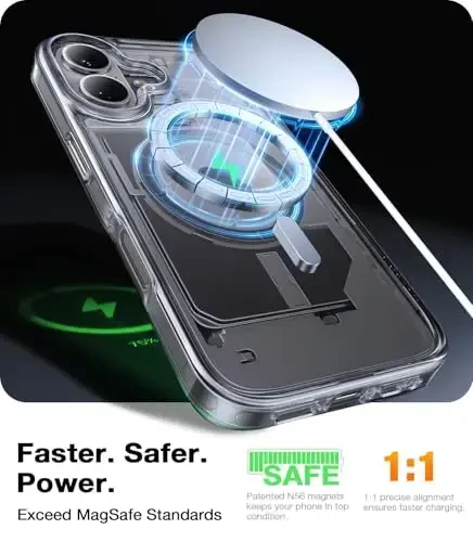 TORRAS Stronger Magnetic Shockproof для iPhone 16 Case, Fit for MagSafe, Never Yellow, 4X Military Grade Drop Protection, Protective Hard Back Plastic Slim Phone Case для iPhone 16 6.1 inch, Clear - 2