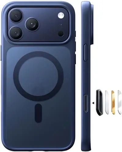 TORRAS Stronger Magnetic & Shockproof for iPhone 17 Pro Max Case Deep Blue | Fit for MagSafe, Mil-Grade Drop Protection, Camera Control, DIY Button, Slim for iPhone 17 Pro Max Phone Case Translucent - 1