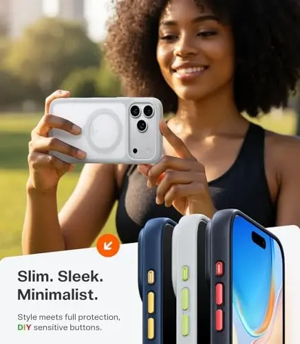 TORRAS Stronger Magnetic & Shockproof for iPhone 17 Pro Max Case, Fit for MagSafe, Military Grade Drop Protection, Camera Control, DIY Button, Slim for iPhone 17 Pro Max Case Translucent Silver - 6