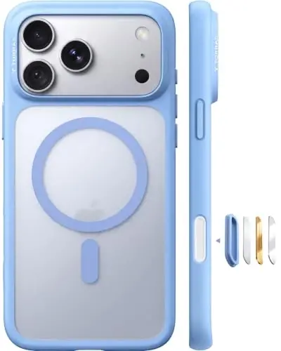 TORRAS Stronger Magnetic Shockproof for iPhone 17 Pro Max Case Glacier Blue | Fit for MagSafe, Military Grade Drop Protection, Camera Control, DIY Button, Slim for iPhone 17 Pro Max Case Translucent - 1