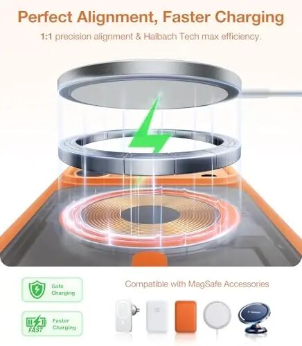 TORRAS Stronger Magnetic & Shockproof for iPhone 17 Pro Max Case Orange | Fit for MagSafe, Military Grade Drop Protection, Camera Control, DIY Button, Slim for iPhone 17 Pro Max Case Translucent - TORRAS (1)