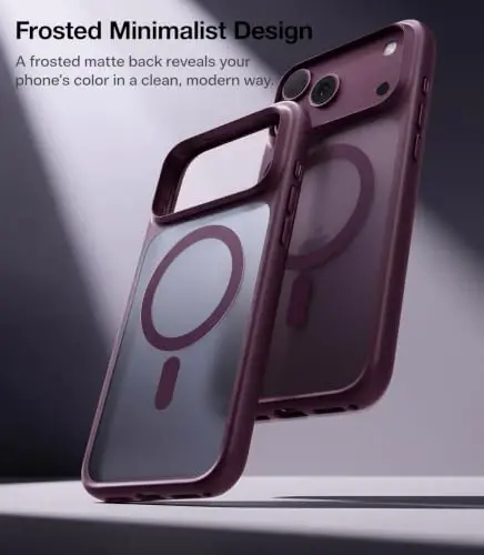 TORRAS Stronger Magnetic Shockproof for iPhone 18 Pro Case, Burgundy | Fit for MagSafe, Military Grade Protection, Camera Control, DIY Button, Premium Feel, Translucent Slim Case, Purple - 6