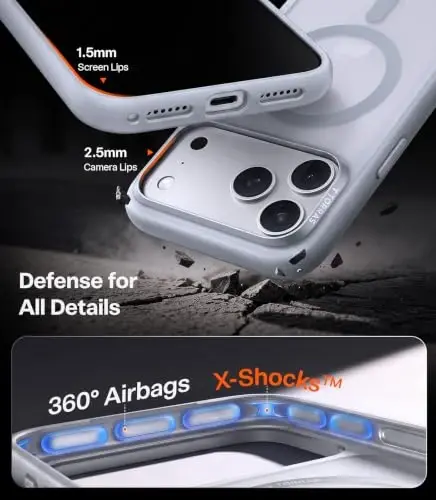 TORRAS Stronger Magnetic Shockproof for iPhone 18 Pro Case, Silver Gray | Fit for MagSafe, Military Grade Protection, Camera Control, DIY Button, Premium Feel, Translucent Slim Case Anti Fingerprint - 6