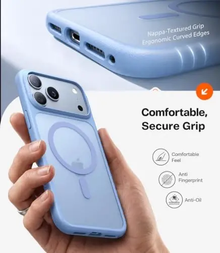TORRAS Stronger Magnetic Shockproof for iPhone 18 Pro Max Case Glacier Blue | Fit for MagSafe, Military Grade Drop Protection, Camera Control, DIY Button, Comfortable Secure Grip, Translucent Matte Back - 6