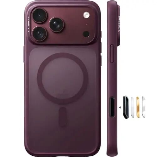 TORRAS Stronger Magnetic & Shockproof for iPhone 18 Pro Max Case Purple | Fit for MagSafe, Military Grade Drop Protection, Camera Control, DIY Buttons, Comfortable Secure Grip, Complements Burgundy - TORRAS