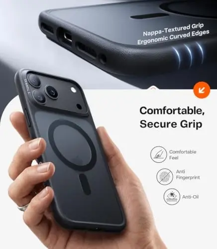 TORRAS Stronger Magnetic & Shockproof for iPhone 18 Pro Max Case Slim Black | Fit for MagSafe, Military Grade Drop Protection, Camera Control, DIY Button, Comfortable Secure Grip, Matte Black - 6