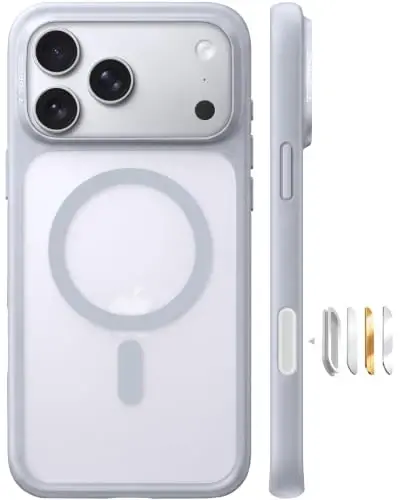 TORRAS Stronger Magnetic Shockproof for iPhone 18 Pro Max Case Slim Silver | Fit for MagSafe, Military Grade Drop Protection, Camera Control, DIY Button, Comfortable Secure Grip, Matte Silver - 1