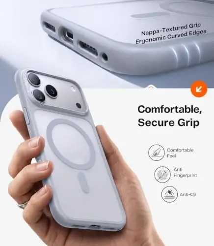 TORRAS Stronger Magnetic Shockproof for iPhone 18 Pro Max Case Slim Silver | Fit for MagSafe, Military Grade Drop Protection, Camera Control, DIY Button, Comfortable Secure Grip, Matte Silver - 6