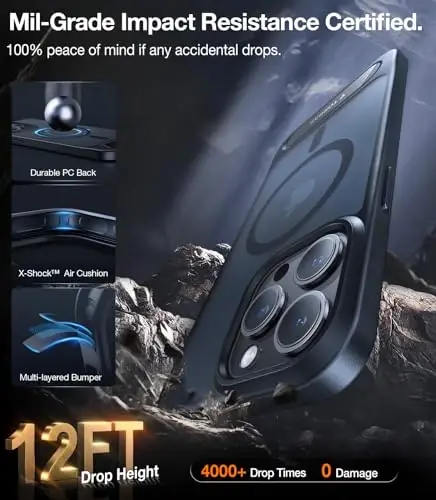 TORRAS Upgraded Magnetic & Stand for iPhone 14 Pro Case [Military Grade Drop Tested] [Compatible with MagSafe] Slim Thin Light Frosted Case for iPhone 14 Pro Phone Case Professional (6.1