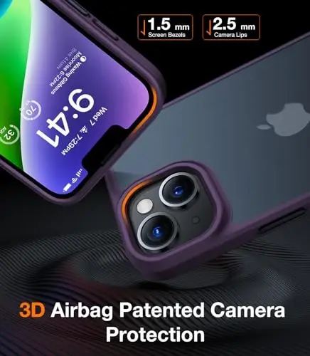 TORRAS Upgraded Shockproof Case for iPhone 14 & 13, Military Grade Drop Tested, Slim Fit, Deep Purple - 4
