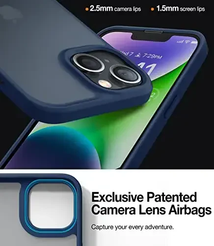 TORRAS Upgraded Shockproof for iPhone 14 Case [12FT Military Drop Protection][Sleek Premium Touch] Translucent Back & Soft Edge Slim Silicone Cover, Frosted Black - 3