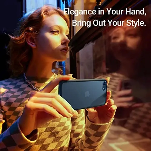 TORRAS zarbaga chidamli iPhone SE 2020 Case & iPhone 8 Case [Harbiy darajadagi tushish testi] Shaffof mat qattiq kompyuter orqa va silikon TPU bamper, himoya va ingichka iPhone 7 case & SE2 uchun mos, qora - 4