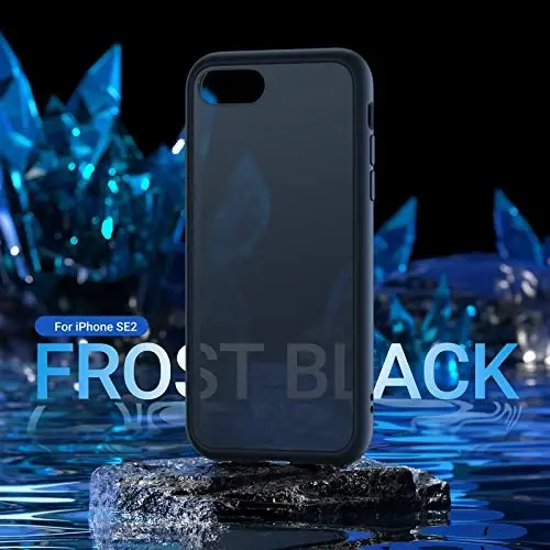 TORRAS zarbaga chidamli iPhone SE 2020 Case & iPhone 8 Case [Harbiy darajadagi tushish testi] Shaffof mat qattiq kompyuter orqa va silikon TPU bamper, himoya va ingichka iPhone 7 case & SE2 uchun mos, qora - 5