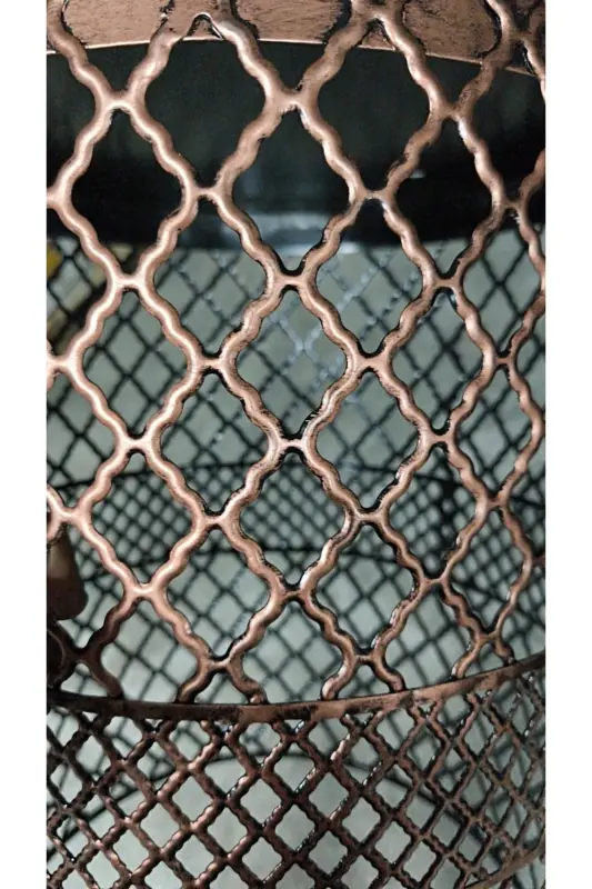 Торшер на треноге Tuğçe Elips Siyah Bakır Patine ⭐️Gülkurusu Kumaş Şapka Pembe Püsküllü⭐️Salon Köşe-BAKIR - 1