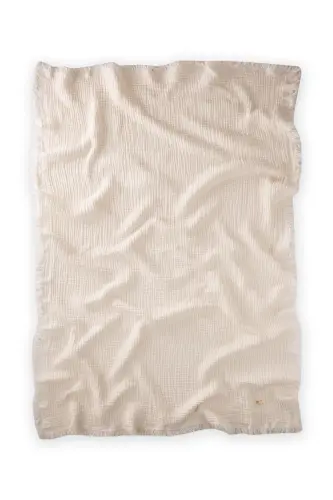 Toʻrt Qat Püsküllü Müslin Battaniye 80x120 Sm Natur - 3