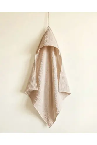 To'rt Qavatli Muslin Kaputli Chaqaloq Bolalar Havli Kundak Vanna Havli Paxta Plyaj Havli Panço 4 Qavatli - 3