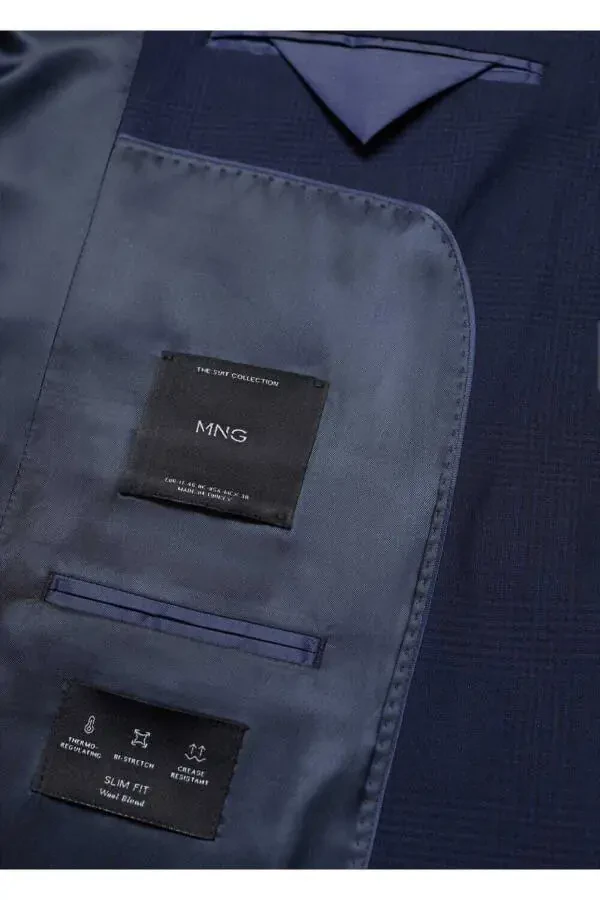 To'rtburchak naqshli yupqa kostyum kiyimi blazer - 7