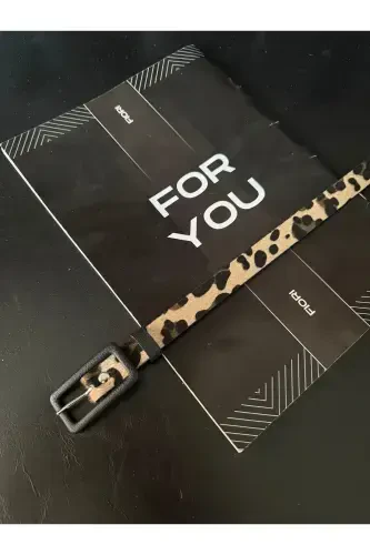 To'rtburchak qoplamali qisqichli ingichka ayollar shim kamar, kurtka kamar, ko'ylak kamar-Leopard - FIORI (1)