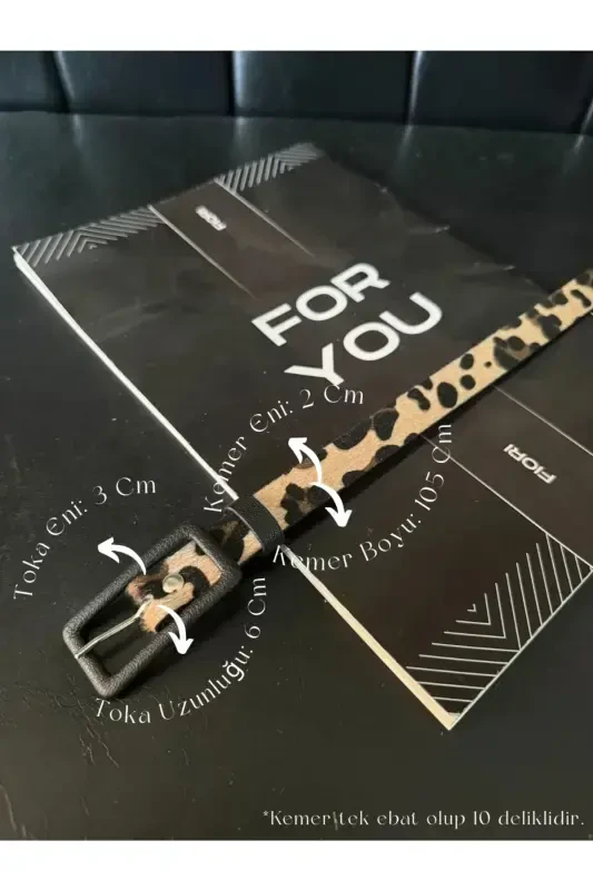 To'rtburchak qoplamali qisqichli ingichka ayollar shim kamar, kurtka kamar, ko'ylak kamar-Leopard - 4