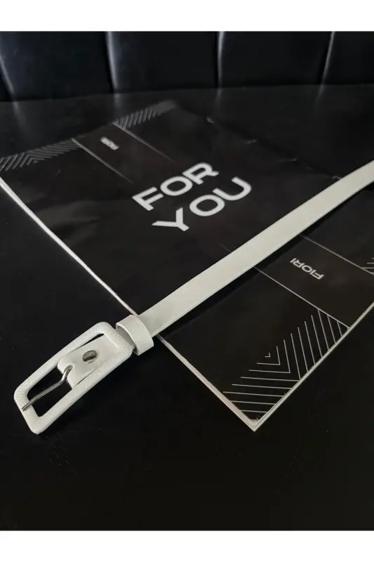 To'rtburchak qoplamali tokali ingichka ayollar shim kamari, kurtka kamari, ko'ylak kamari-Oq - FIORI