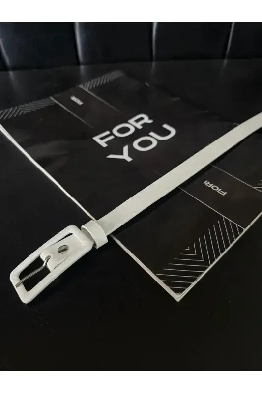 To'rtburchak qoplamali tokali ingichka ayollar shim kamari, kurtka kamari, ko'ylak kamari-Oq - Modazone