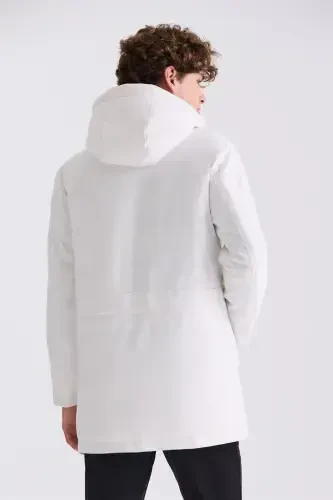 Tosh Comfort Fit Kapüşonlu Yashirin Fermuarlı Qishki Ko'ylagi - 4