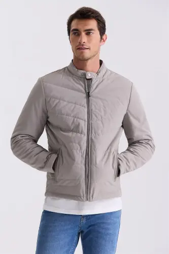 Tosh Comfort Fit Tik Yoqa Oldi Fermuarli Mavsumiy Mont 