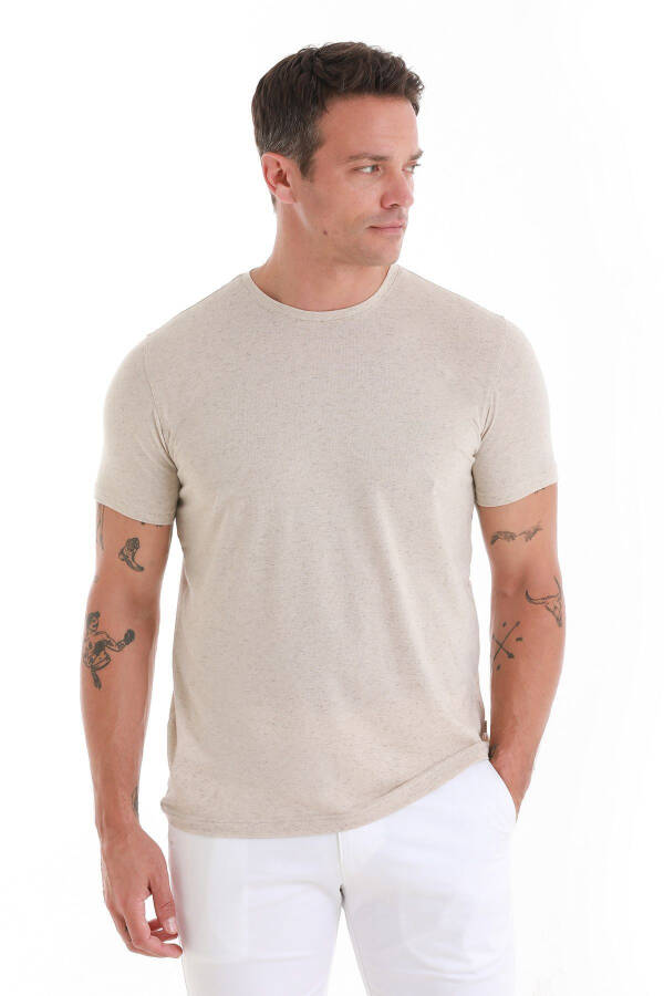 Tosh Regular Fit Tekis Velosiped Yoqali Zig'ir Ko'ylak - Tosh - 3