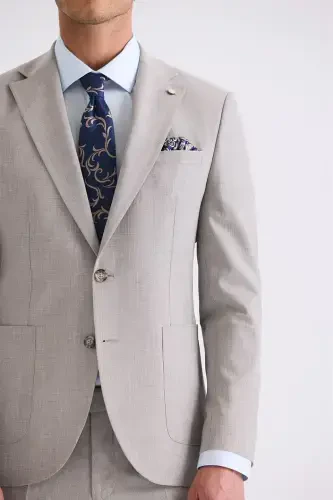 Tosh Slim Fit Mono Yoqali Jun Kostyum - 3