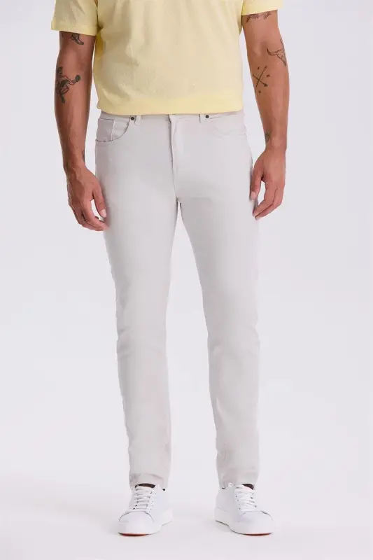 Tosh Slim Fit Paxta Tor Ko'rinishli 5 cho'ntak Shim - 1