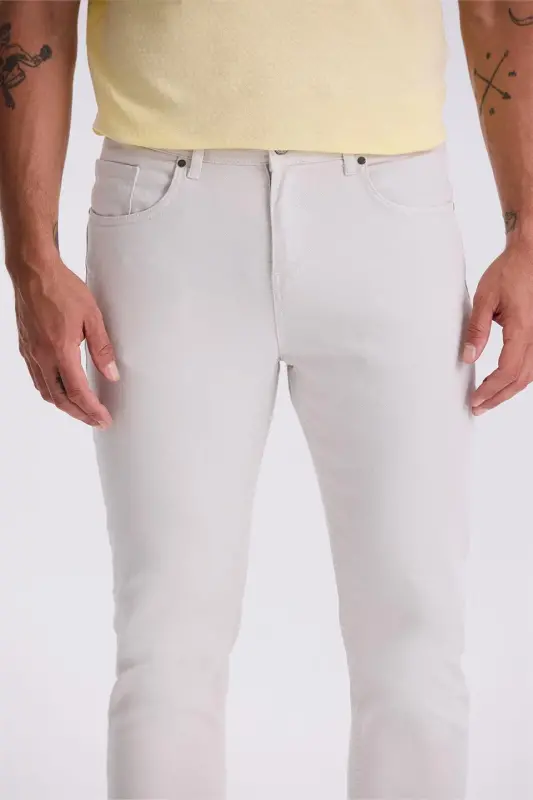 Tosh Slim Fit Paxta Tor Ko'rinishli 5 cho'ntak Shim - 3