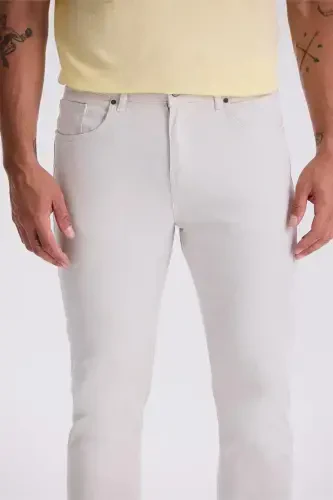 Tosh Slim Fit Paxta Tor Ko'rinishli 5 cho'ntak Shim - 3