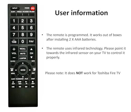 Universal Remote Control for Toshiba TV, Replacement for All Toshiba LCD LED HDTV 3D 4K UHD Smart TVs (Not for Fire TV) - 6