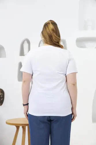 Toshli gilos naqshli katta o'lchamli futbolka oq - 6