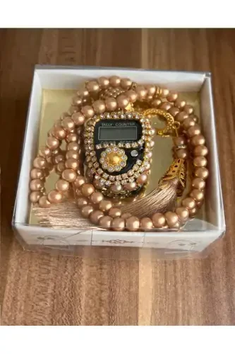 Toshli Zikrmatik va İnci Tasbeh Seti Had'yalik Zikrmatik Sayg'ich-To'q sariq - 1