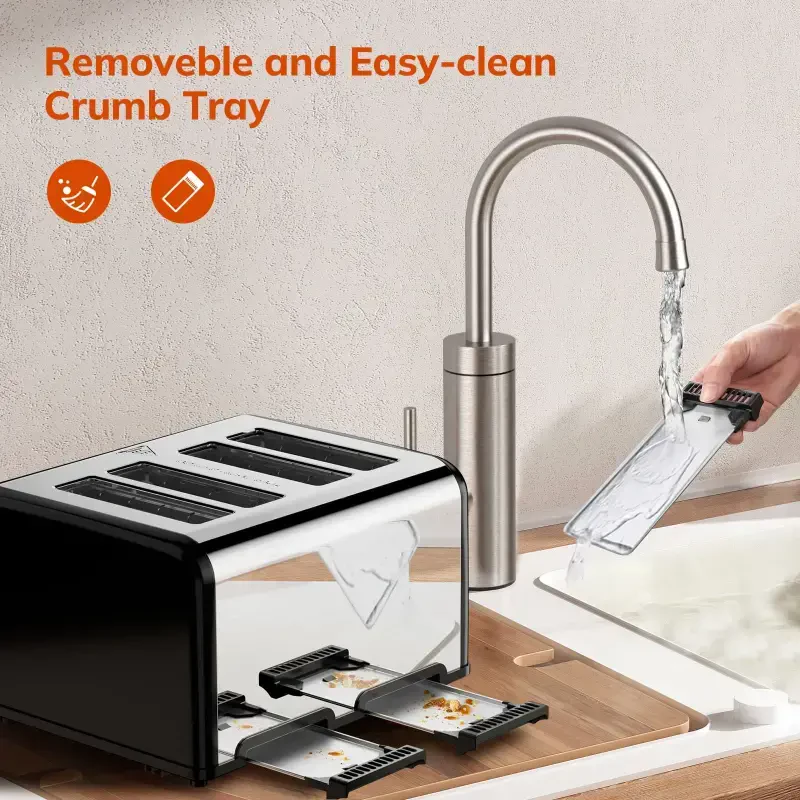 Toaster 4 Slice Toaster Keenstone Stainless Steel Retro Toasters, Bagel, Defrost, Reheat, Cancel Function 6 Shade Settings Removable Crumb Tray Auto Pop-Up, Kitchen Appliances, Apartment Essentials - 4