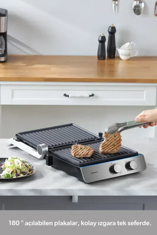 Тостер и гриль Grilliant 1344h с корпусом из нержавеющей стали, съемными чугунными пластинами - 6