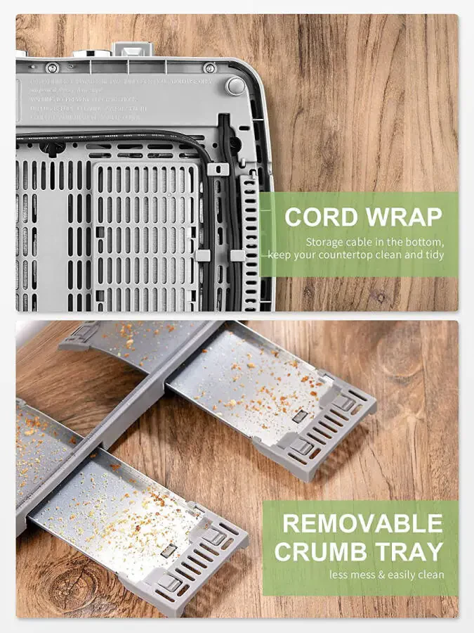 Тостер Yabano на 4 ломтика, очень широкие слоты, нержавеющая сталь, высокий рычаг подъема. - 3