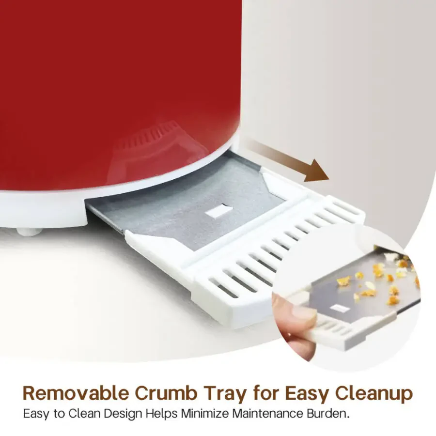 Тостеры NBTX на 2 ломтика с широкими слотами, 7 режимами обжарки, выдвижным поддоном для крошек, автоотключением, быстрым нагревом, подъемом тостов. Идеально подходит для хлеба, бубликов, вафель и слоеного теста. Красный. - 4