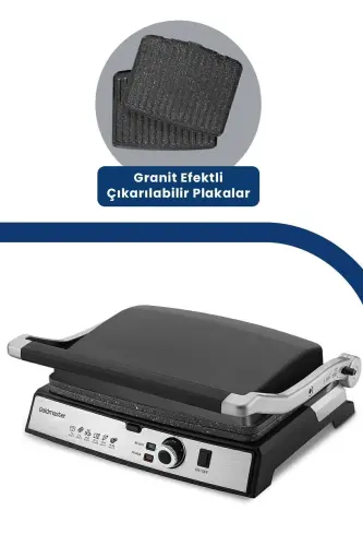 Tostmix Antrasit Paslanmaz Çelik 2000 Watt Granit Çıkarılabilir Plakalı Tost Ve Izgara Makinesi - Antrasit - 7
