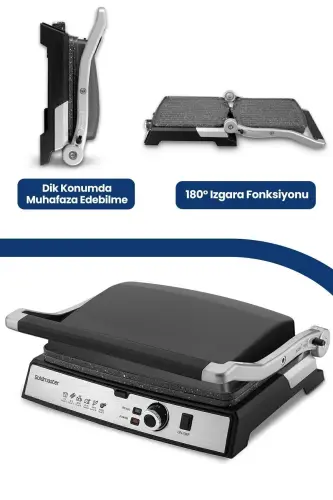 Tostmix Antrasit Zanglamaydigan Po'lat 2000 Vat Granit Olinadigan Plastinkali Toaster va Grill Mashinasi - GOLDMASTER (1)
