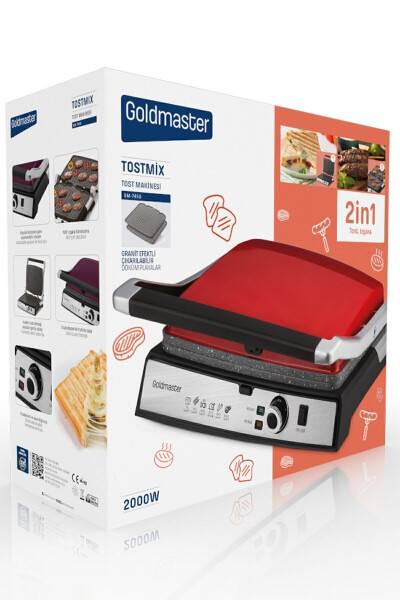 Tostmix Inox Zanglamaydigan Po'lat 2000 Vt Granit Chiqariladigan Plastina Toaster Va Grill Mashinasi - 32