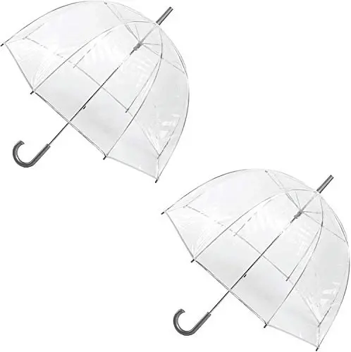 Totes Adult Bubble Umbrella with Dome Canopy and Lightweight Wind and Rain Protection 