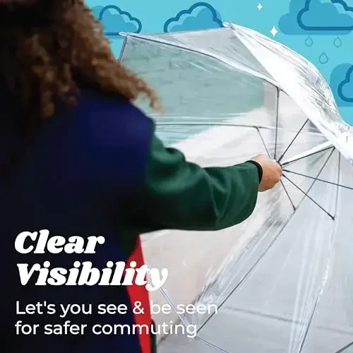 totes Adult Clear Bubble Umbrella with Dome Canopy and Lightweight Wind and Rain Protection - 3