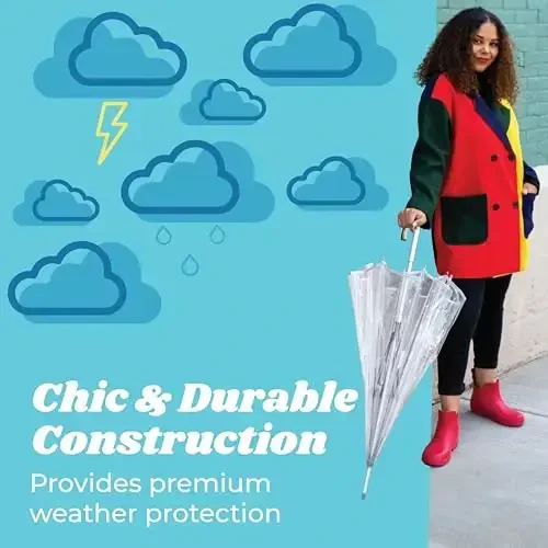 totes Adult Clear Bubble Umbrella with Dome Canopy and Lightweight Wind and Rain Protection - 3