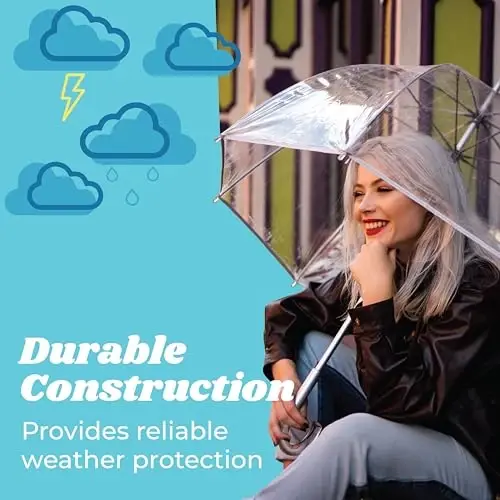 totes Adult Clear Bubble Umbrella with Dome Canopy and Lightweight Wind and Rain Protection - 3