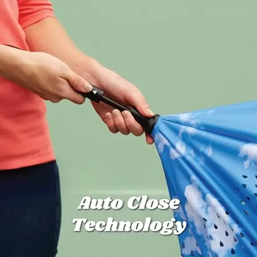 Totes Auto Reverse Close Windproof Stick Inbrella with Water Repellent Protection - 5