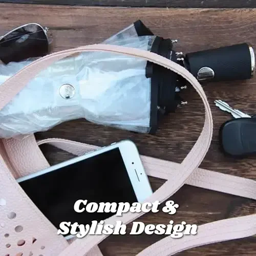 Totes Автоматический прозрачный зонт - 42-дюймовый складывающийся легкий прозрачный купол - Ручка с резиновым покрытием - Компактный зонт для путешествий на случай дождя - Для свадьбы и проливного дождя, Прозрачный - MODAZONE (1)